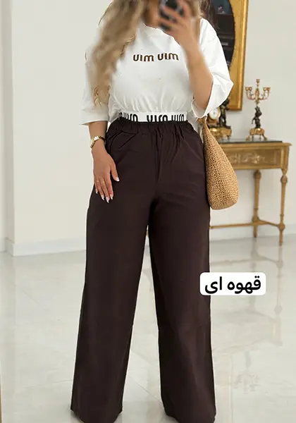 ست تيشرت و شلوار کمرگنی نگین دار miu miu