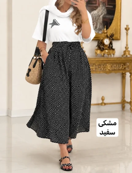 تیشرت و شلوار دامنی خالدار