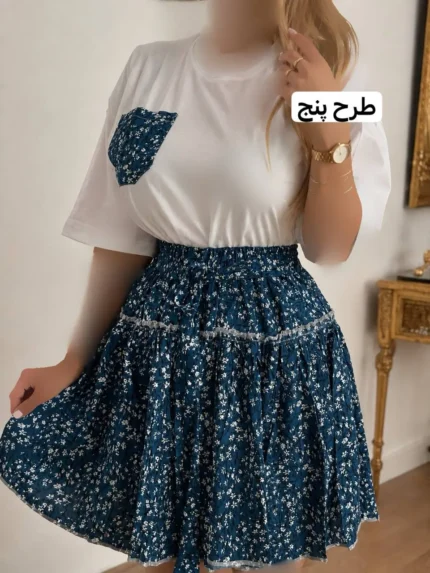ست تیشرت و دامن طرحدار دختر 5050