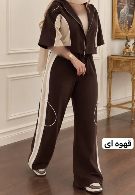 ست سه تیکه کلاه دار دو رنگ