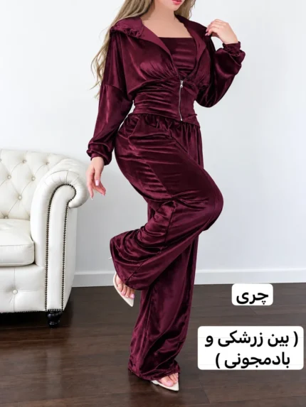 ست سه تیکه مخمل ساعت شنی